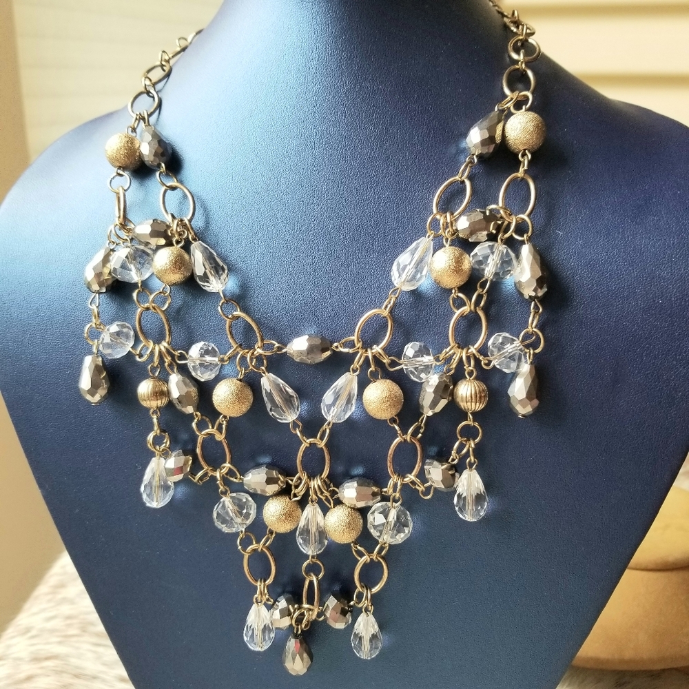 Erica Lyons Five Level Tiered Crystal Necklace NWT
